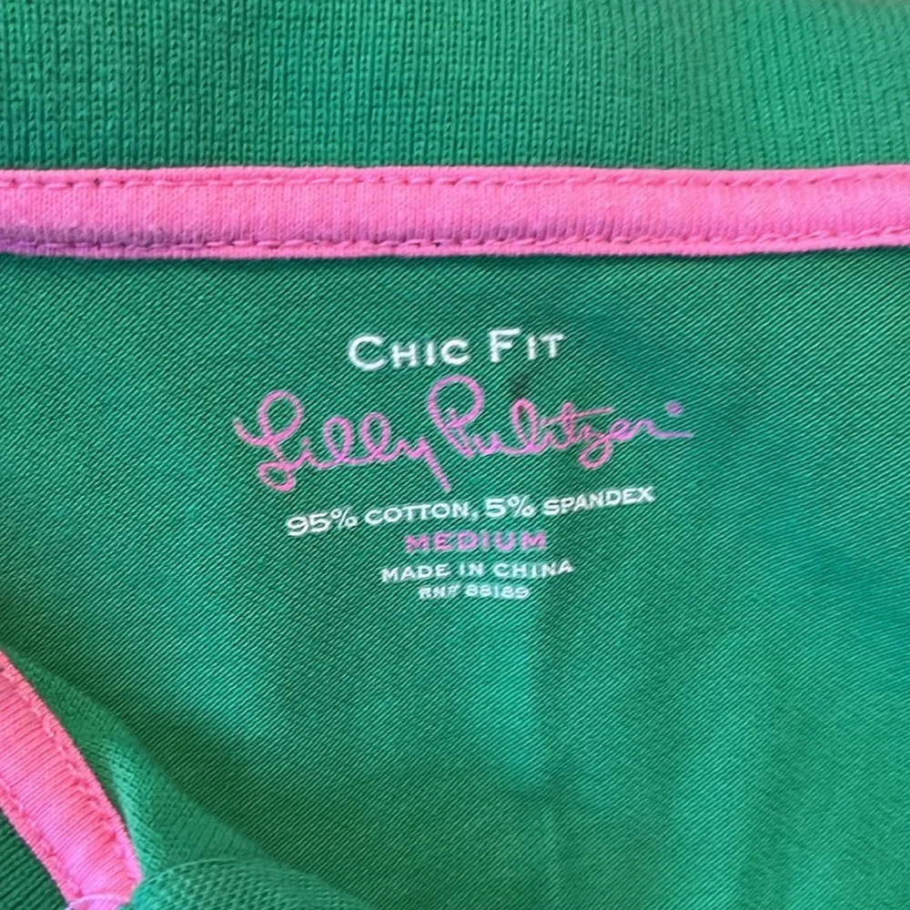 Lilly Pulitzer chic fit palm tree embroidered s/s green polo shirt size M - Picture 2 of 8